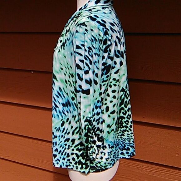 Ellen Tracy Open Animal Print Cardigan - Picture 2 of 8